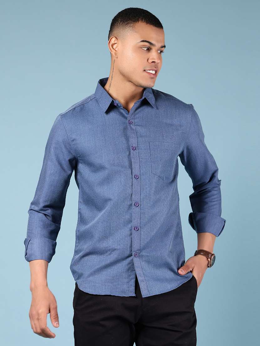 men solid long sleeve regular fit casual shirt