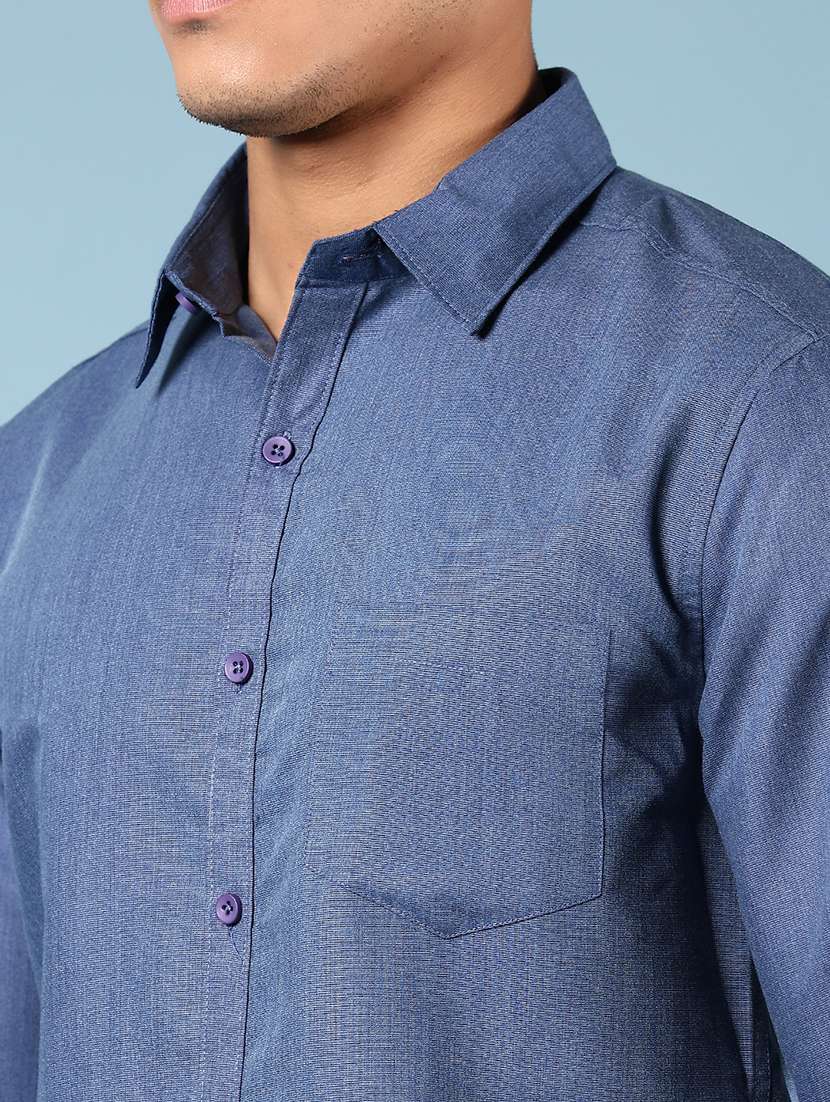 men solid long sleeve regular fit casual shirt - 21907644 - Standard Image - 4