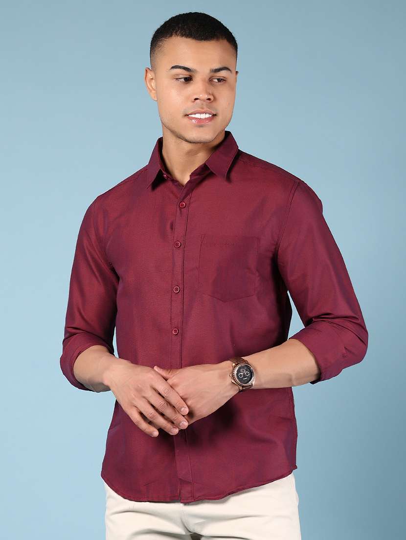 men solid collared long sleeve shirt - 21907645 -  Standard Image - 1