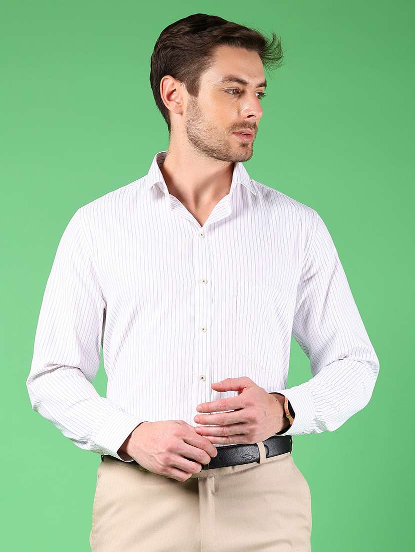 men striped long sleeve regular fit formal shirt - 21907647 - Standard Image - 1