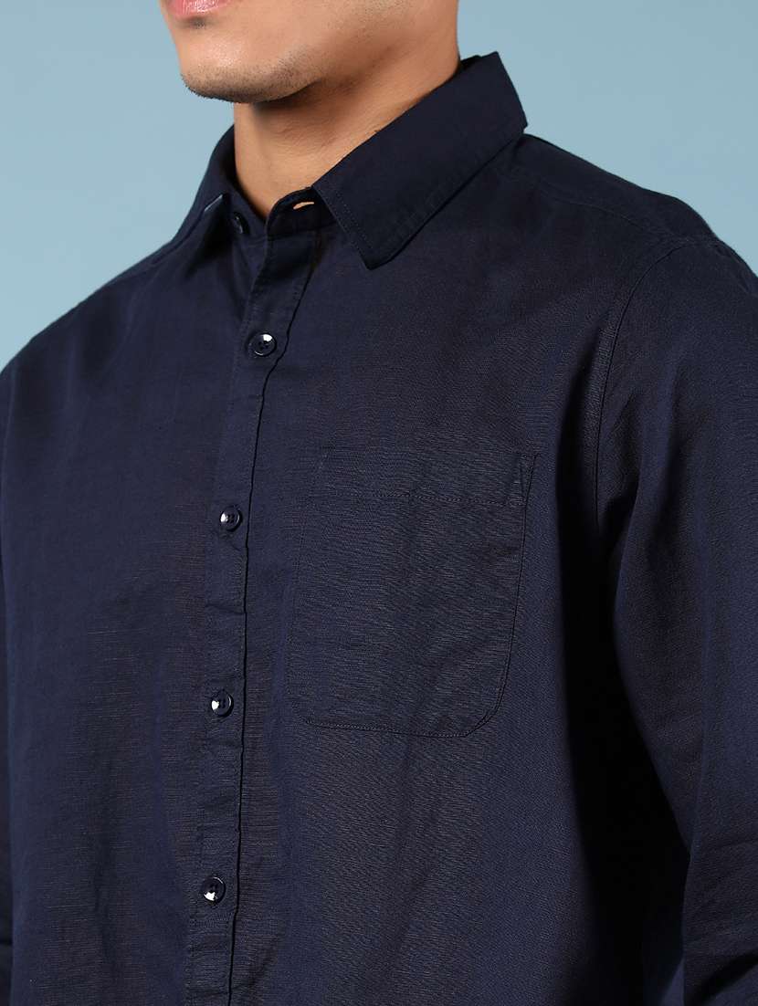 men solid collared long sleeve shirt - 21907651 -  Standard Image - 4