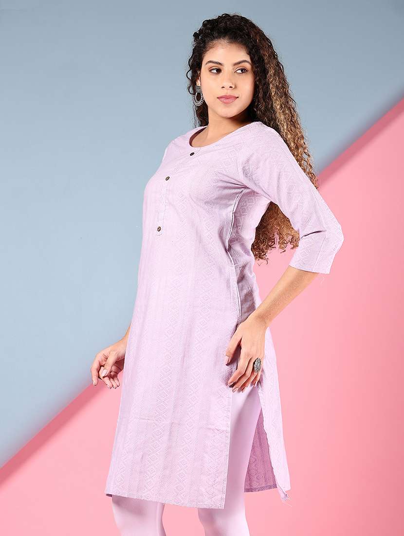women three quarter sleeve straight kurta - 21907664 - Standard Image - 1