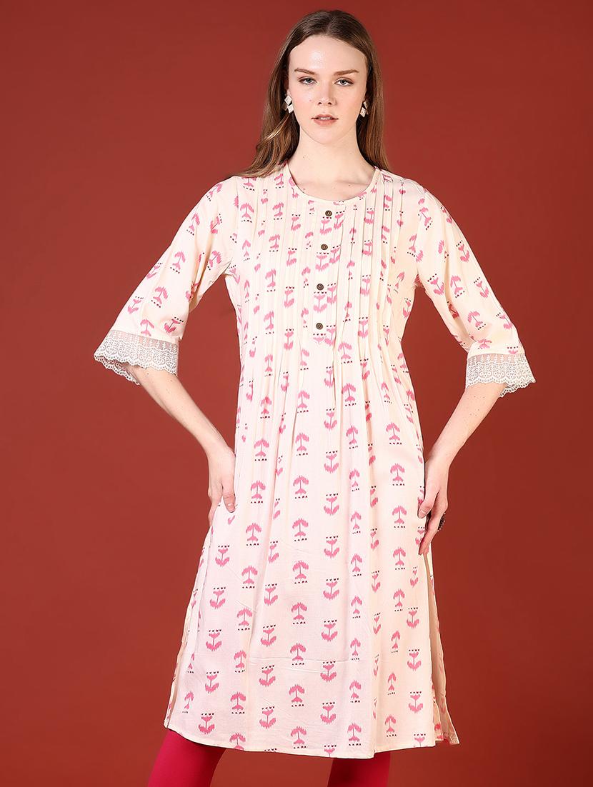 women priinted round neck a-line kurta - 21907677 - Zoom Image - 0