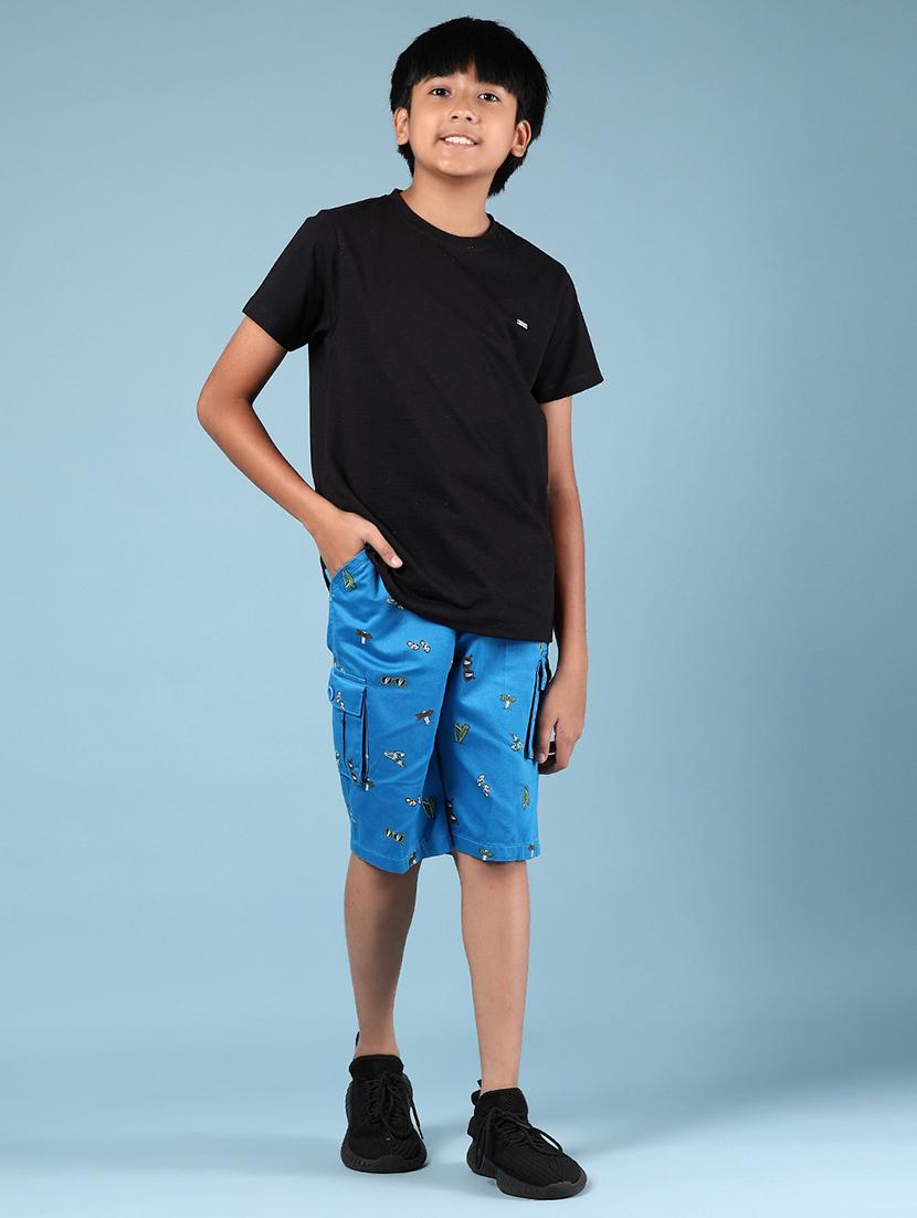 boys blue printed mid rise cargo three fourth - 21907689 - Standard Image - 4