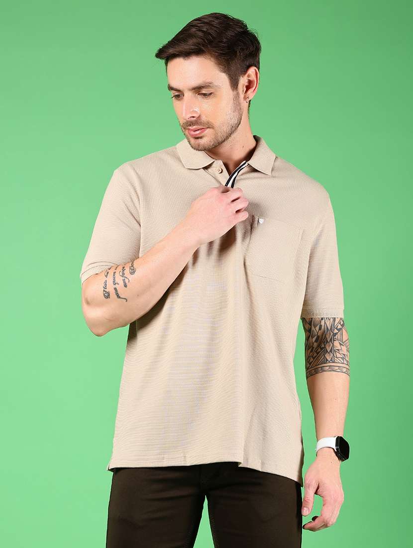 men solid short sleeve polo t-shirt