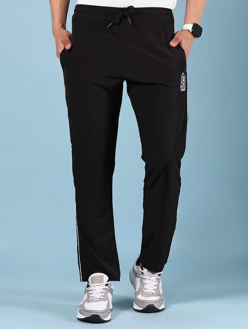men solid mid rise full length track pant