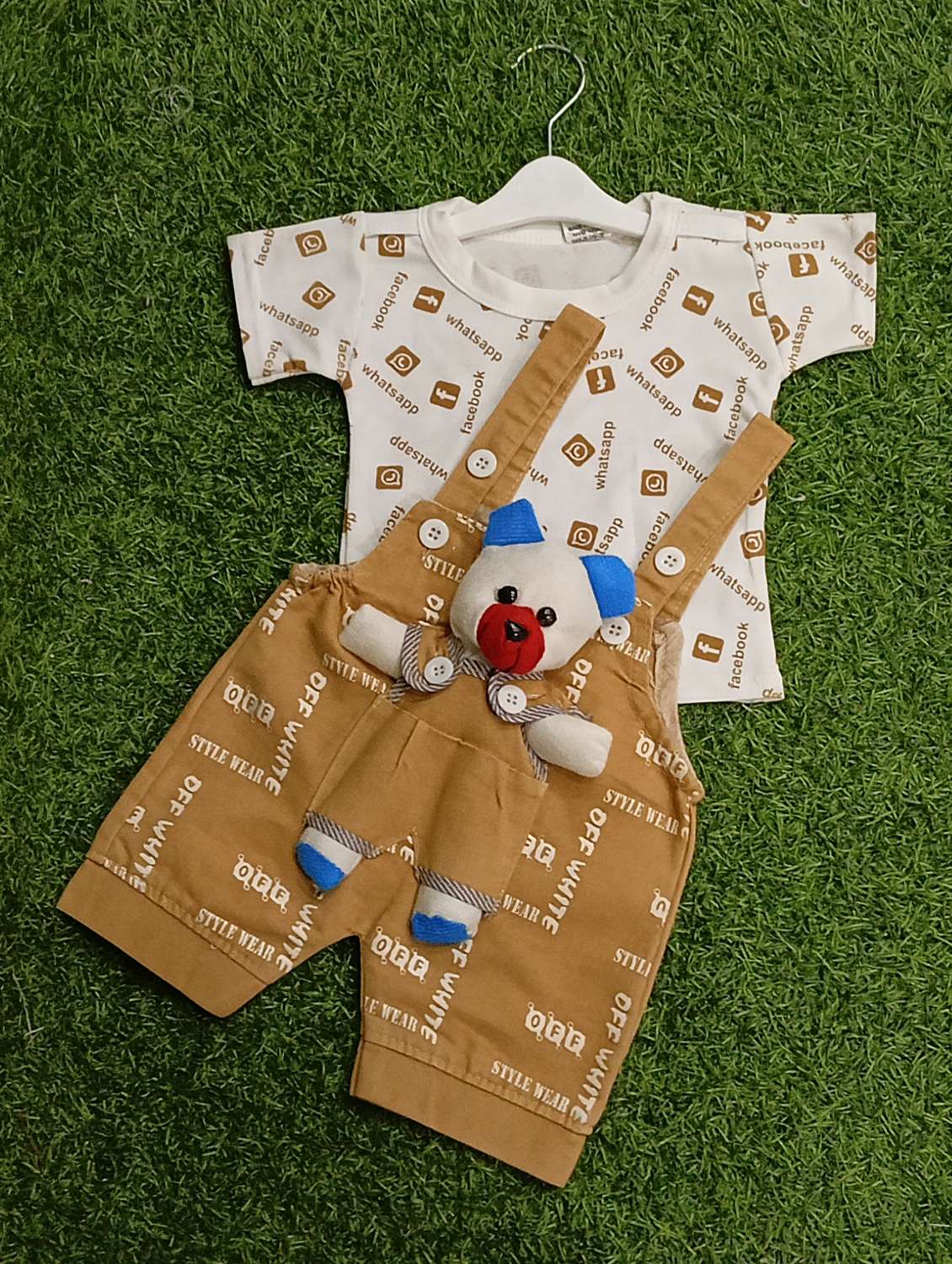 boys printed round neck t-shirt & duangaree set - 21907739 -  Standard Image - 1