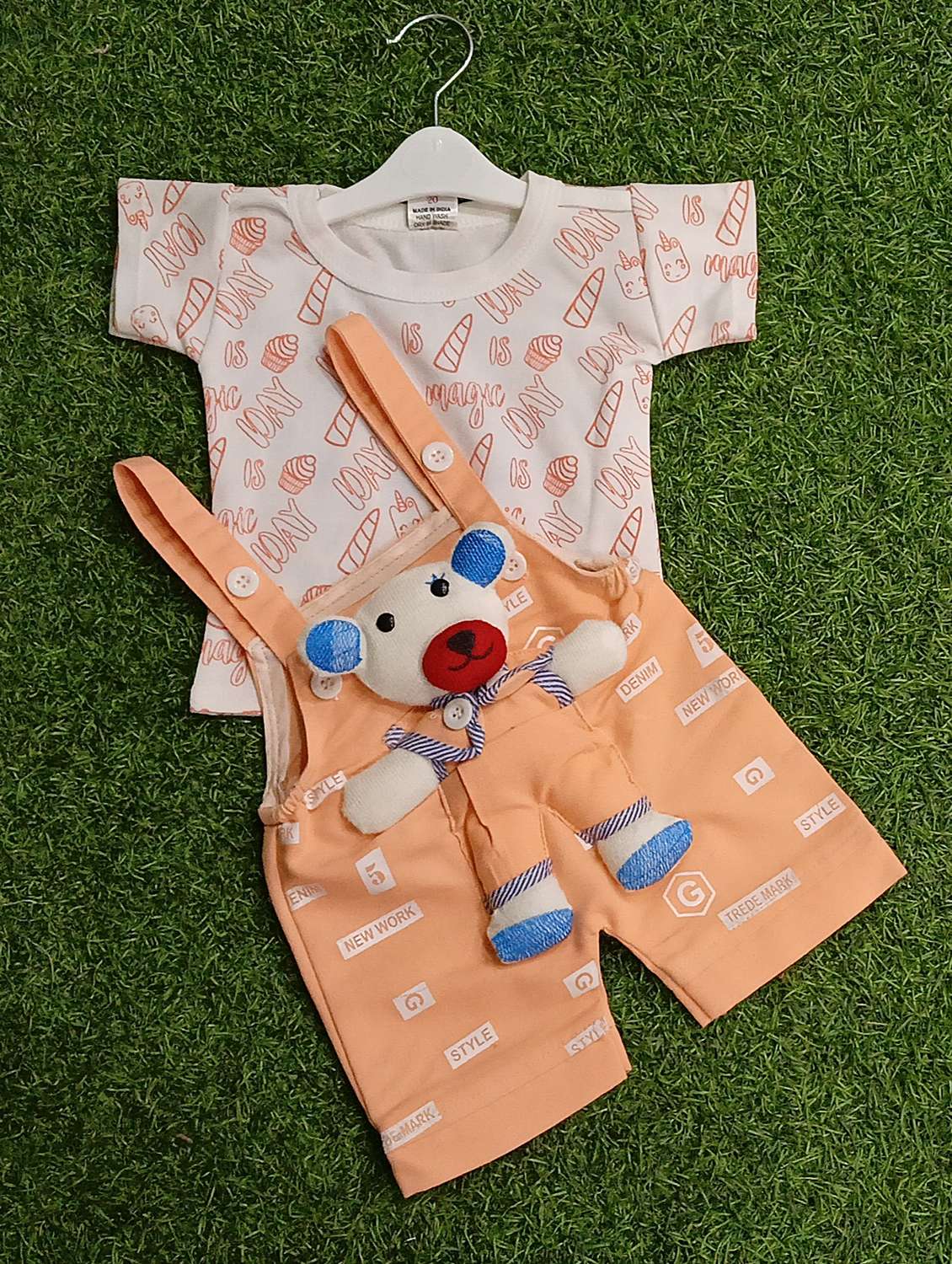 boys printed round neck t-shirt & duangaree set - 21907754 -  Standard Image - 1