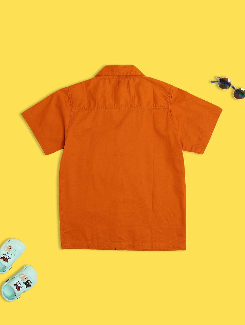 boys solid collared short sleeve shirt - 21907776 -  Standard Image - 1