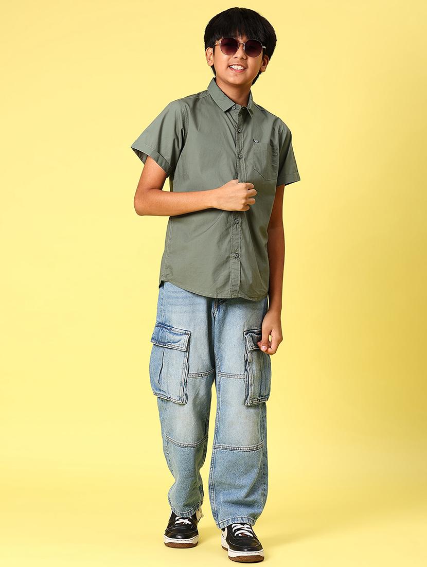 boys solid short sleeve casual shirt - 21907779 - Standard Image - 4