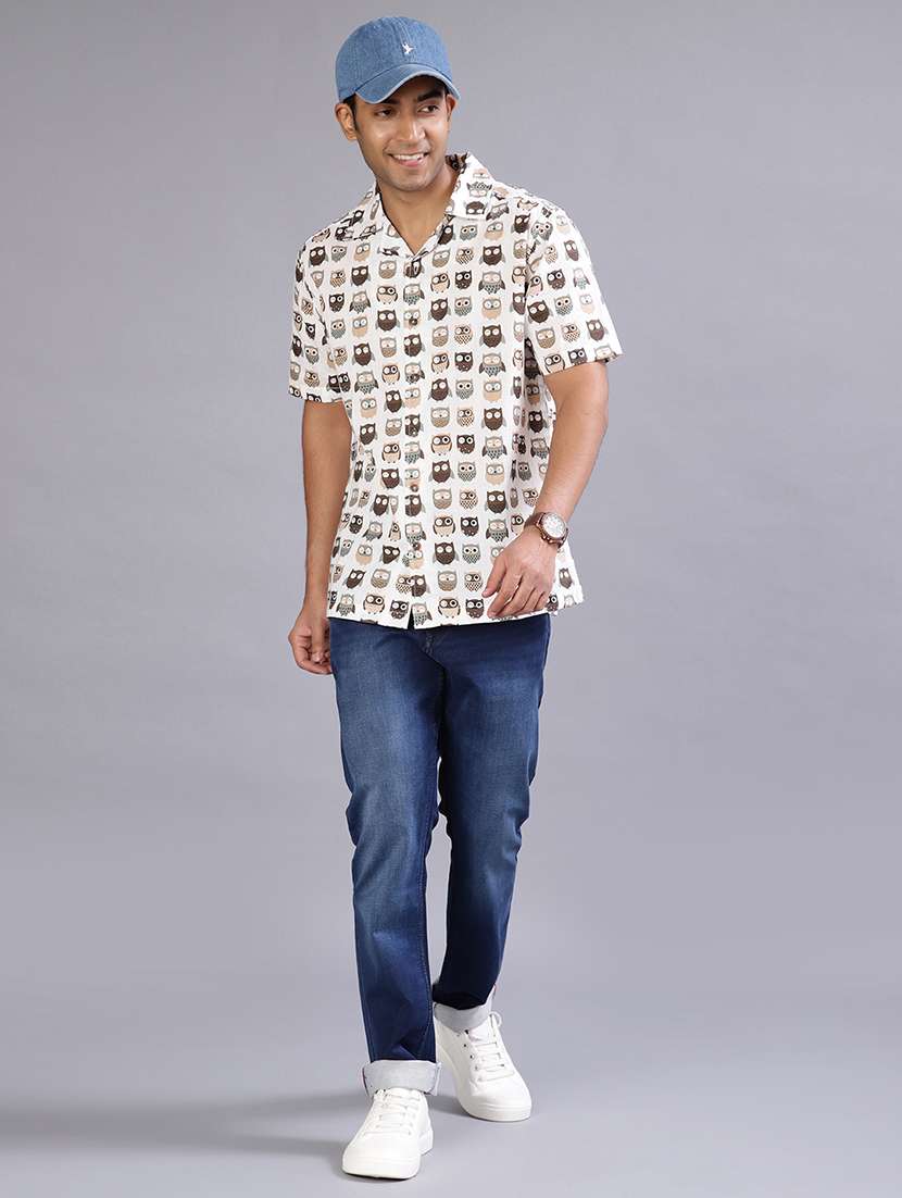 men printed collared short sleeve regular fit shirt - 21907782 -  Standard Image - 4