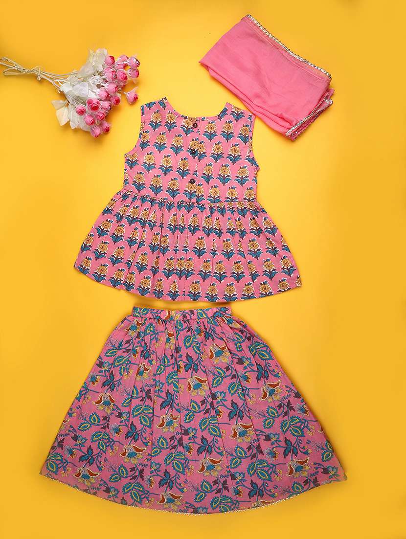 girls printed sleeveless suit set - 21907799 -  Standard Image - 1