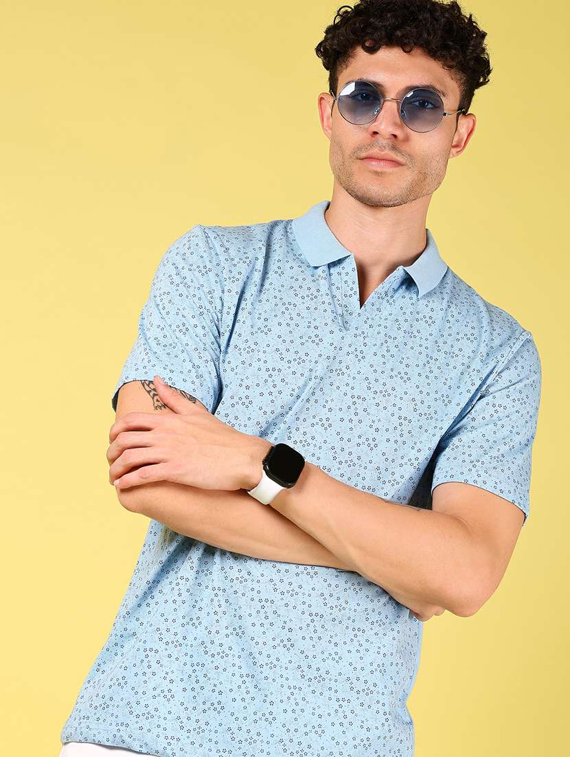men printed short sleeve polo t-shirt - 21908032 -  Standard Image - 1
