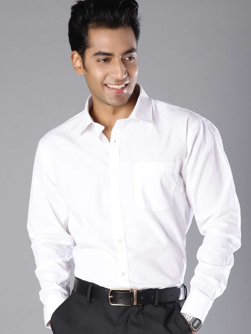 men solid long sleeve regular fit formal shirt