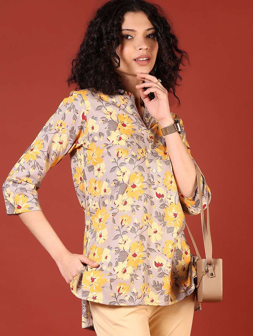 women printed three quarter sleeve kurti - 21908046 -  Standard Image - 1