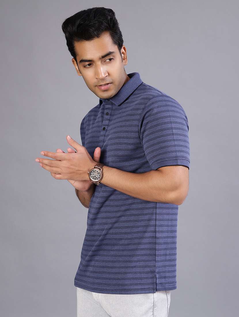 men striped short sleeve regular fit polo t-shirt - 21908048 -  Standard Image - 1