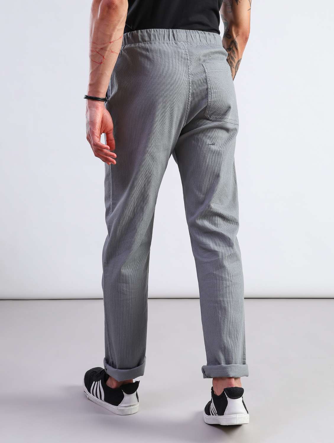 men self design mid rise flat front casual trouser - 21908051 -  Standard Image - 4