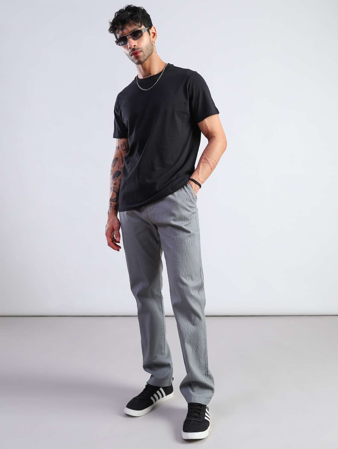 men self design mid rise flat front casual trouser - 21908051 -  Standard Image - 6