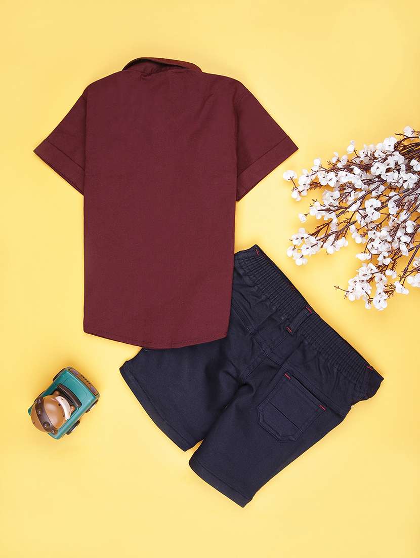 boys typographic shirt & short twin set - 21908052 -  Standard Image - 1