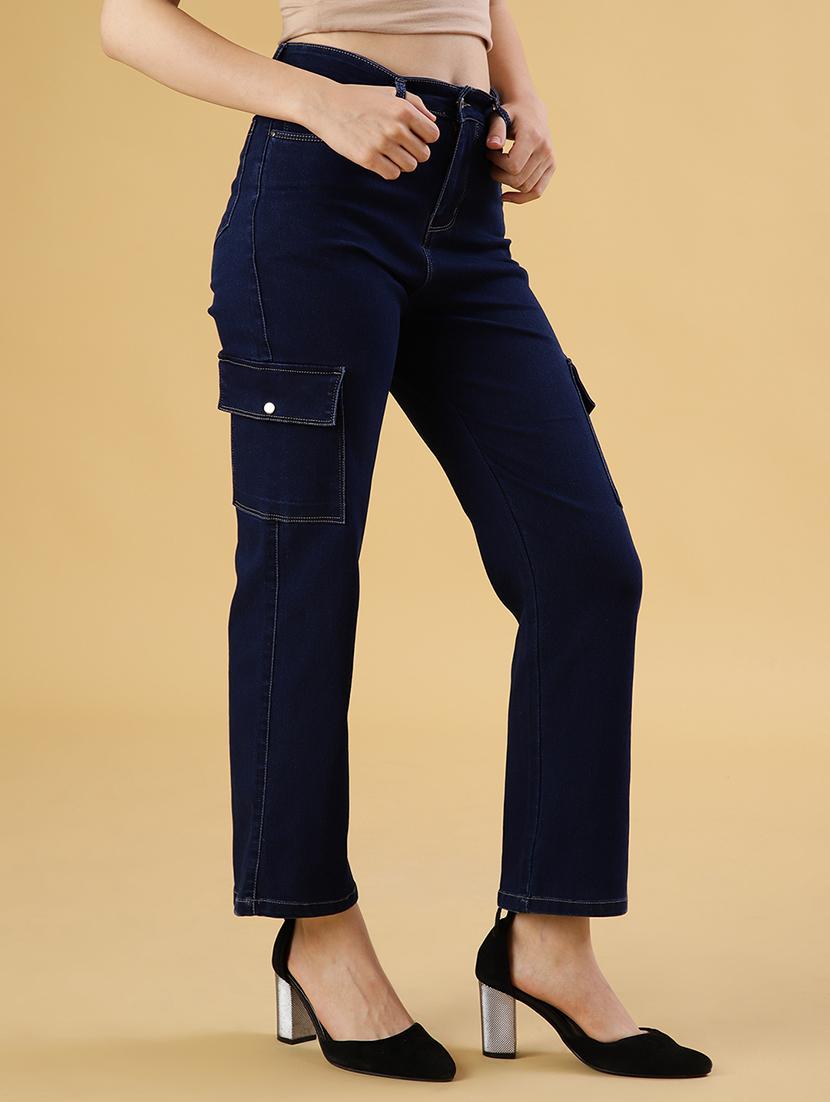 women solid mid rise denim cargo - 21908054 -  Standard Image - 1