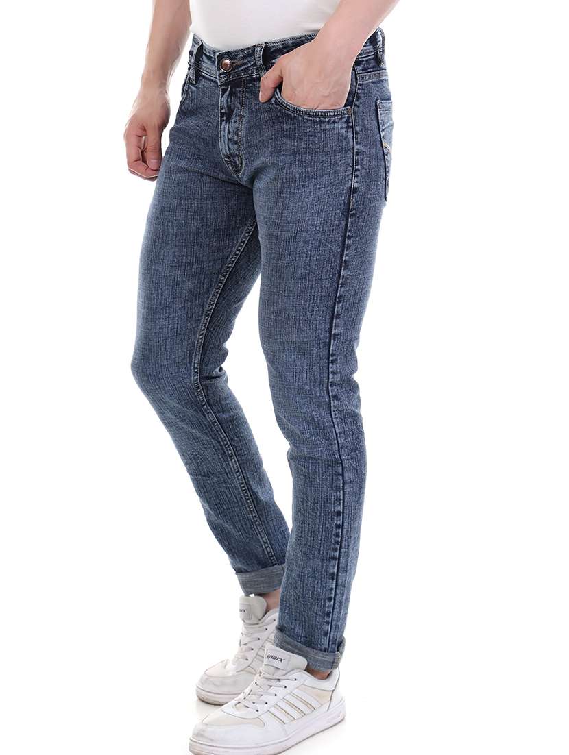 men blue mid rise slim fit denim jean - 21908112 - Standard Image - 1