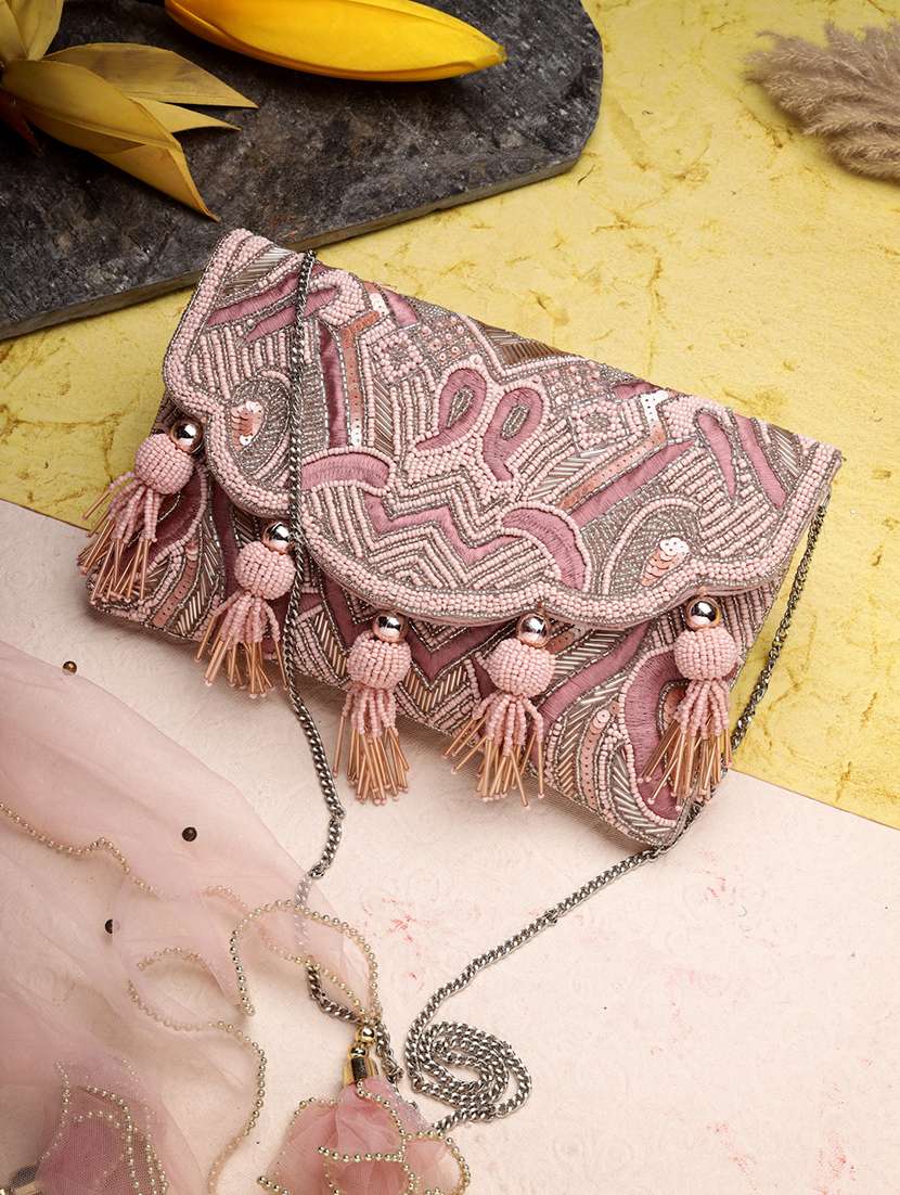 women rosewater embllished sling bag