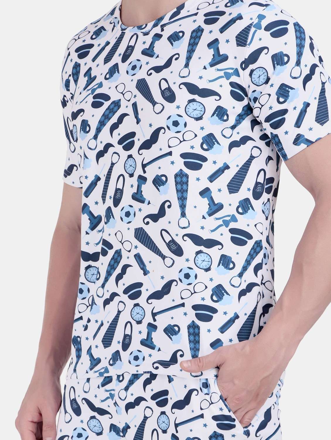 men printed short sleeve co-ord set - 21908168 -  Standard Image - 4