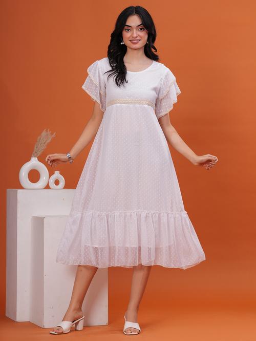 women swiss dot short sleeve tiered dress - 21908178 - Standard Image - 0