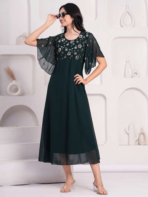 women embellished flared sleeve a-line ethnic dress - 21908182 -  Standard Image - 0