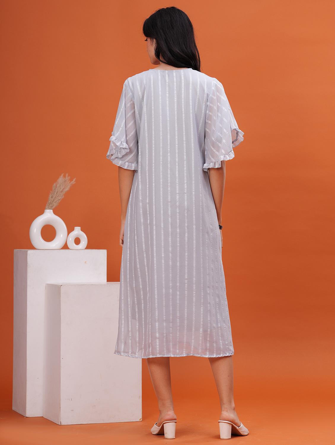 women embroidered flared sleeve a-line ethnic dress - 21908278 - Standard Image - 4