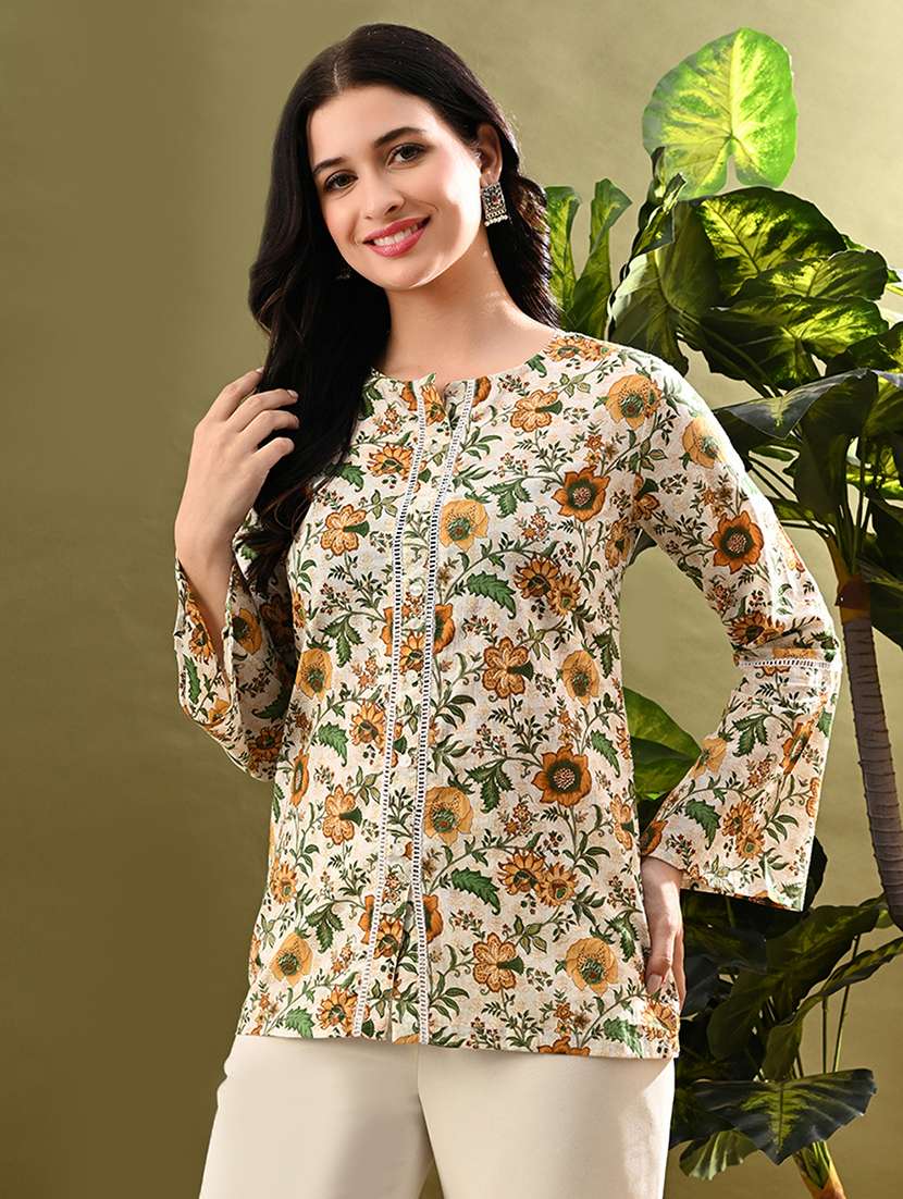 women floral printed bell sleeves regular top - 21908309 -  Standard Image - 1