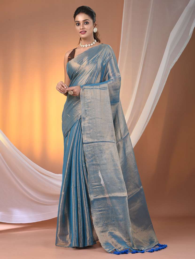 women solid casual wear saree with blouse