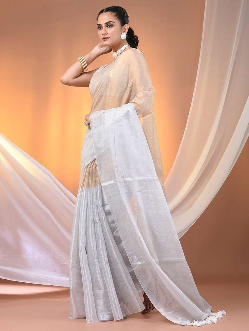 women gold handloom saree with blouse - 21908332 -  Standard Image - 1