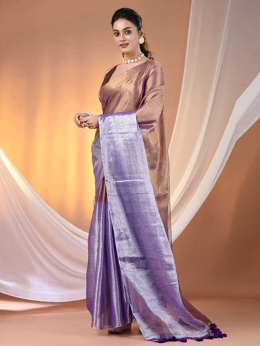 women copper handloom saree with blouse - 21908338 -  Standard Image - 1