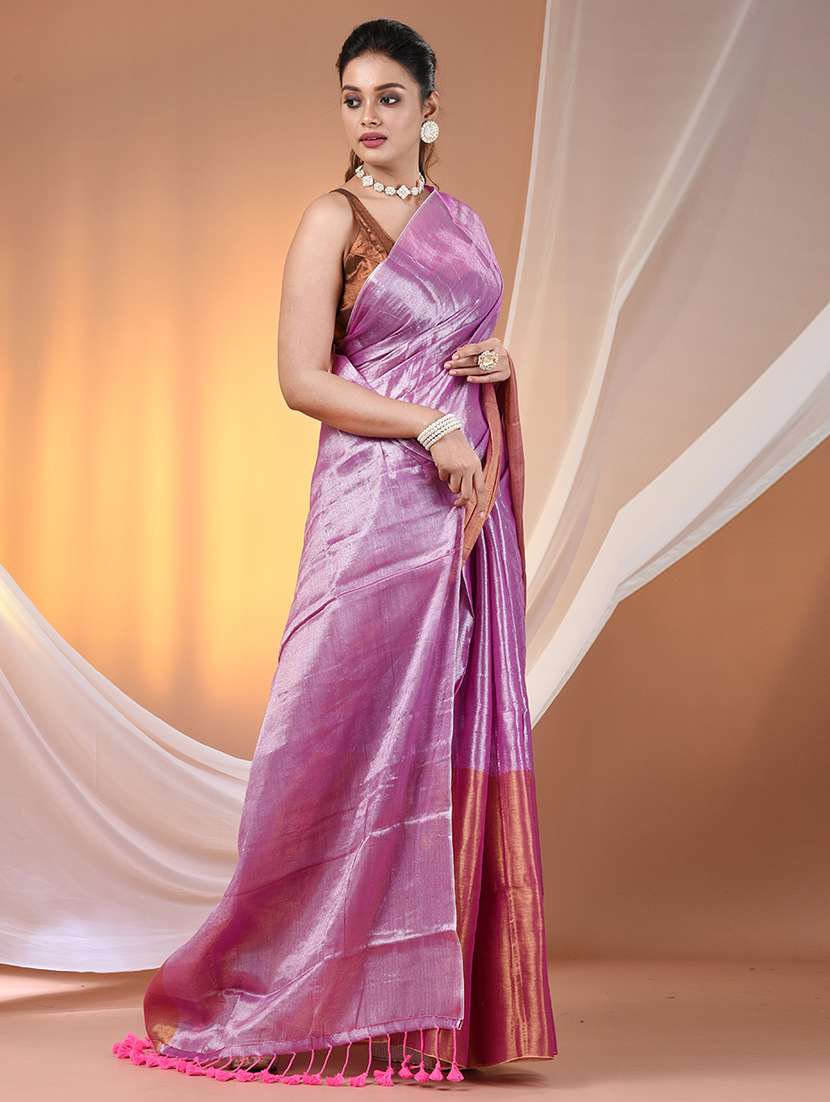 women lavender handloom saree with blouse - 21908339 -  Standard Image - 1