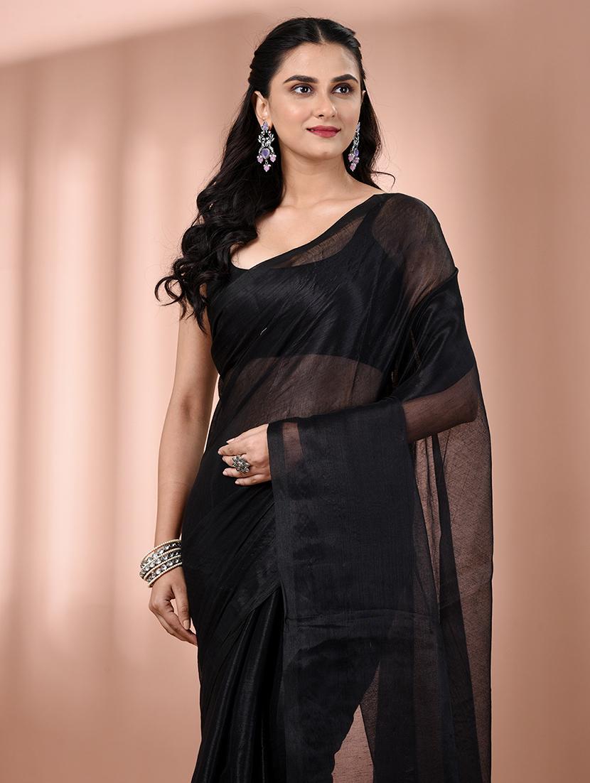 women solid casual wear saree with blouse - 21908343 - Standard Image - 4
