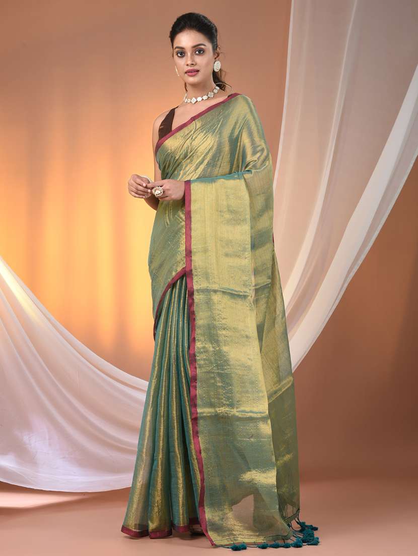 women solid casual wear saree with blouse