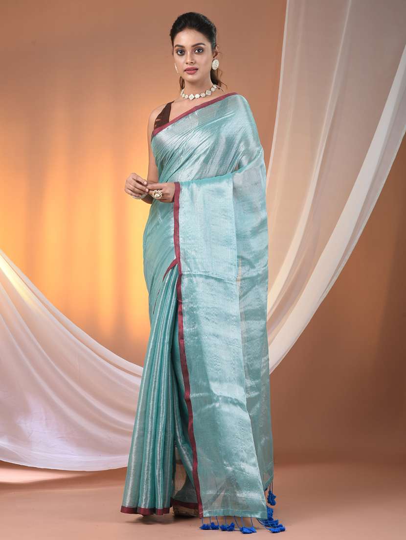 women solid casual wear saree with blouse
