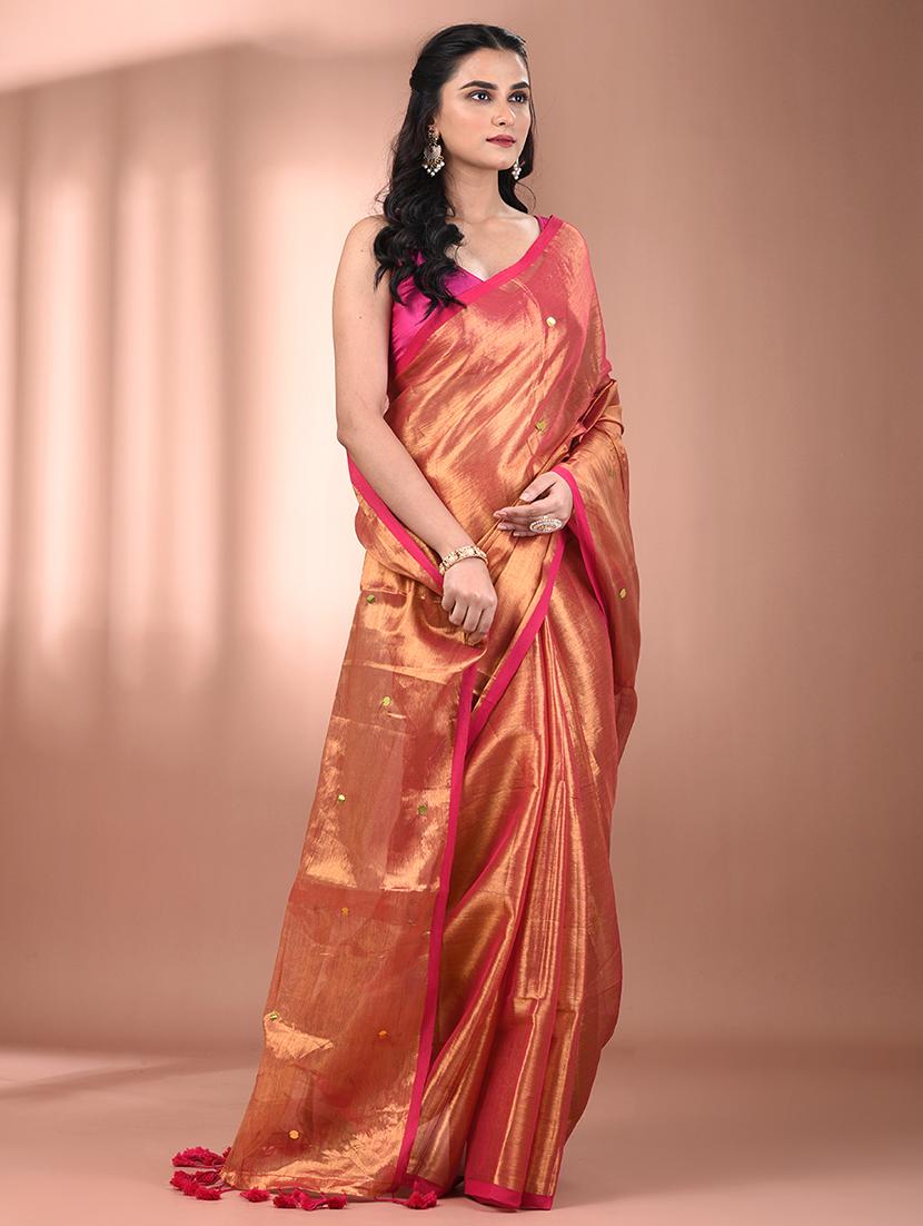 women solid with work embellished saree with blouse - 21908348 - Standard Image - 1