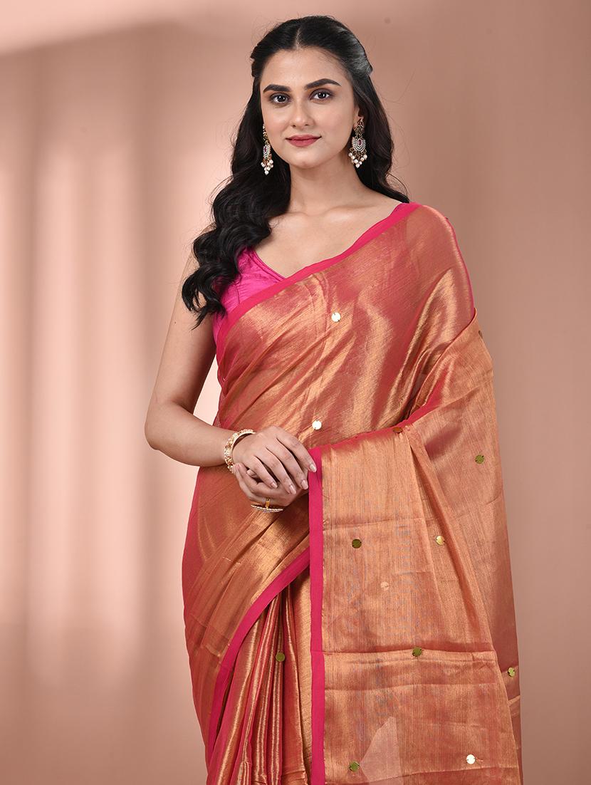 women solid with work embellished saree with blouse - 21908348 - Standard Image - 4