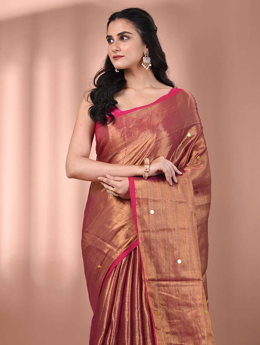 women solid with work embellished saree  with blouse - 21908349 -  Standard Image - 4