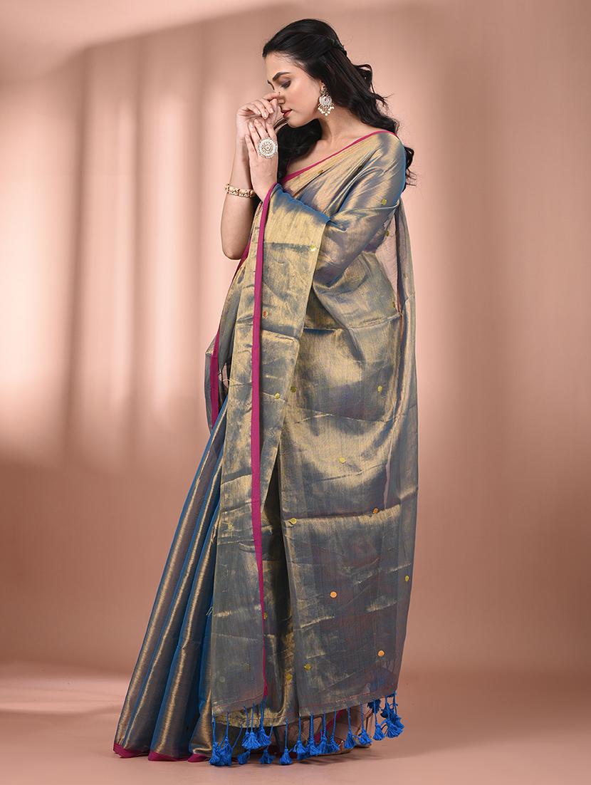 women solid with work embellished saree  with blouse - 21908350 -  Standard Image - 1