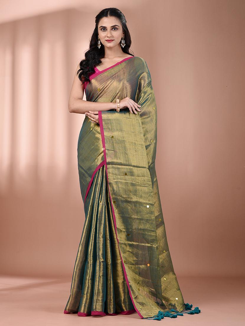 women solid with work embellished saree with blouse - 21908355 - Zoom Image - 0