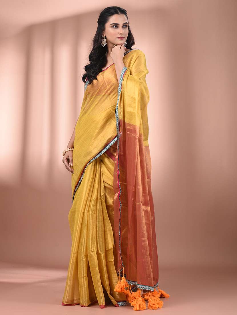 women solid with bordered saree with blouse - 21908359 - Standard Image - 1