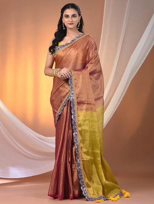 women solid with bordered saree with blouse - 21908360 - Standard Image - 0