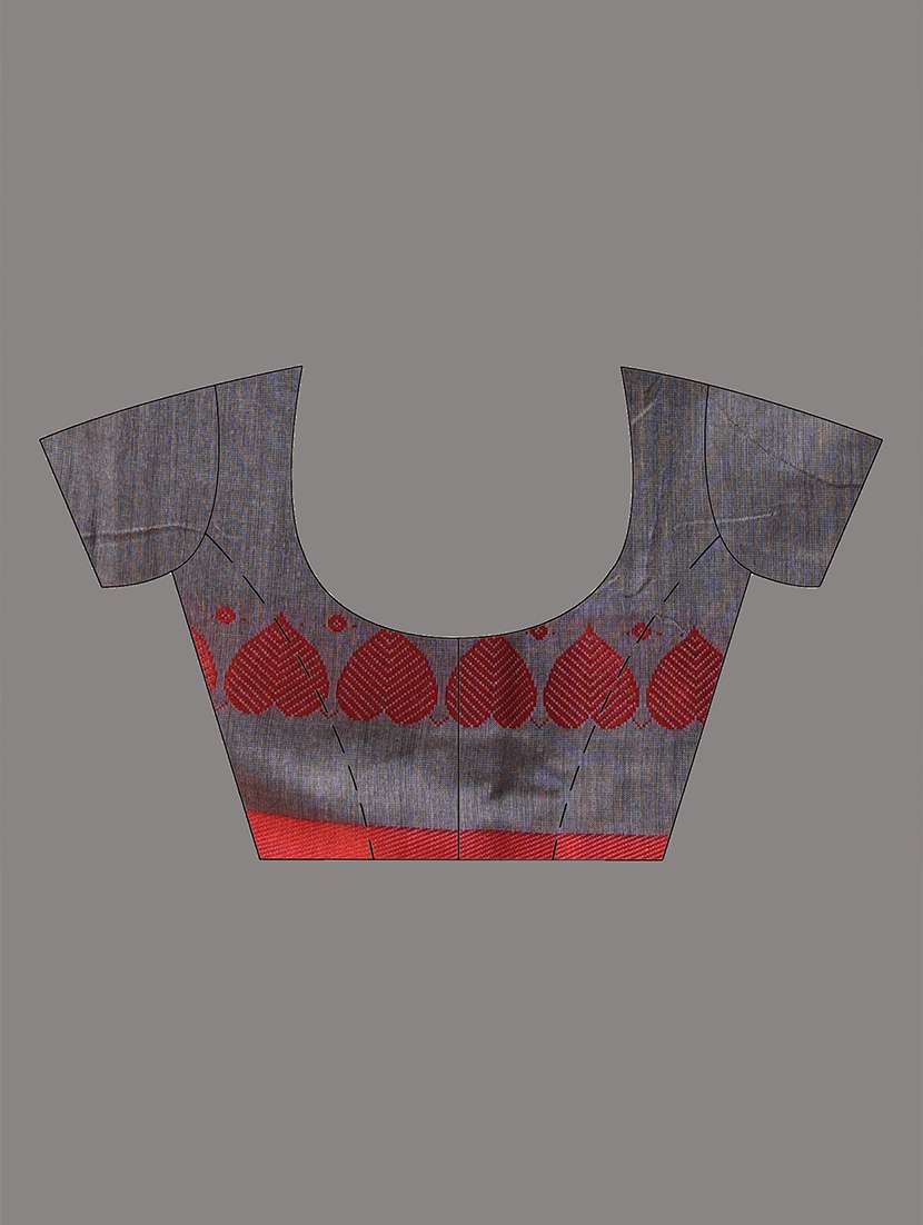 women grey handloom saree with blouse - 21908363 - Standard Image - 6