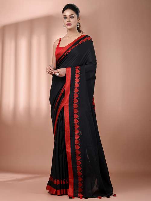 women solid handloom saree with blouse - 21908366 -  Standard Image - 0