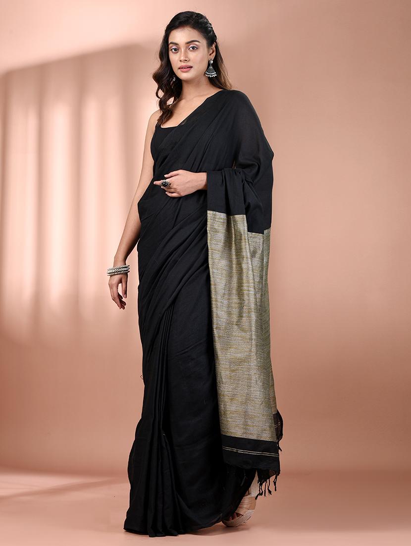 women solid handloom saree with blouse - 21908372 -  Standard Image - 1