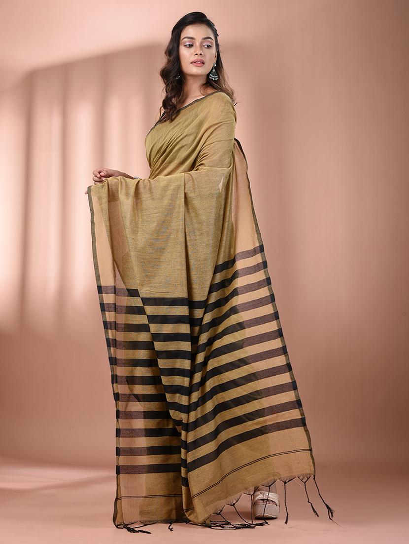 women solid handloom saree with blouse - 21908373 - Standard Image - 1