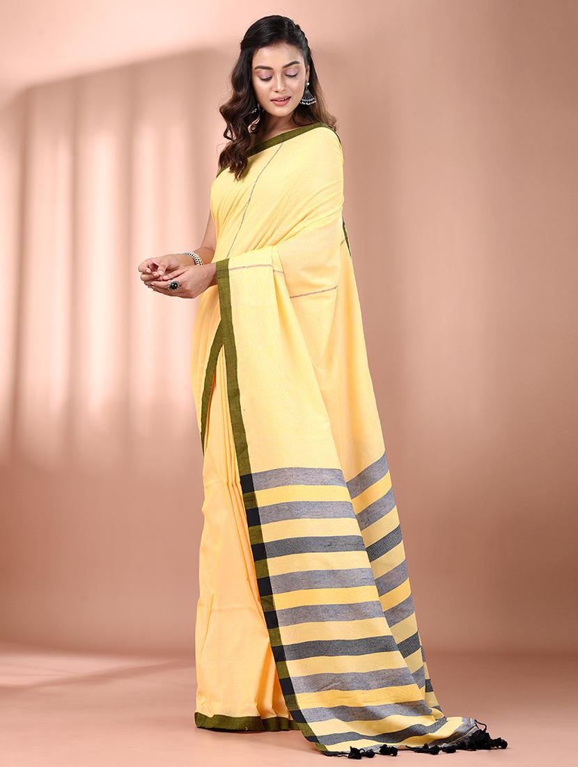 women striped handloom saree with blouse - 21908382 -  Standard Image - 1